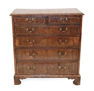 Lot 545 - A George I Burr Yewwood Veneered and Mahogany Sided Secretaire Chest, early 18th century, the...