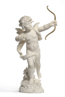 Lot 1297 - August Moreau (1834-1917): Cupid, a carved white marble figure of Cupid standing in loose...