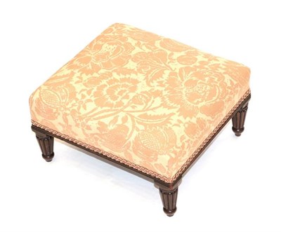 Lot 573 - A 19th Century Mahogany Footstool, in the manner of Gillows, recovered in floral fabric with...