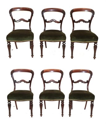 Lot 587 - A Set of Six Victorian Carved Mahogany Balloon-Back Dining Chairs, circa 1870, the acanthus...