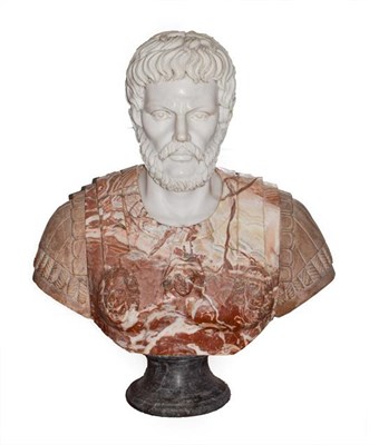 Lot 127A - After the Antique, a white and coloured marble bust of Septimius Severus, 87cm high