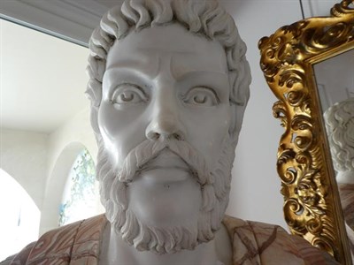 Lot 127 - After the Antique, a white and coloured marble bust of Septimius Severus, 87cm high