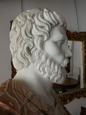 Lot 127 - After the Antique, a white and coloured marble bust of Septimius Severus, 87cm high
