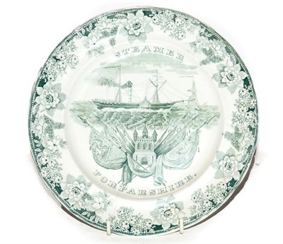 Lot 1 - A Brameld plate commissioned by the Dundee & Hull Steam Packet Company, printed in sage green...