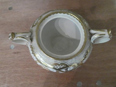 Lot 13 - A 19th century English porcelain tea set with lavish gilt decoration, impressed M H & Co (one tray)