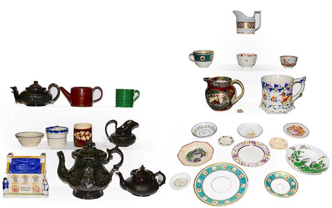 Lot 15 - A quantity of 18th century and later English pottery and porcelain including a Staffordshire...