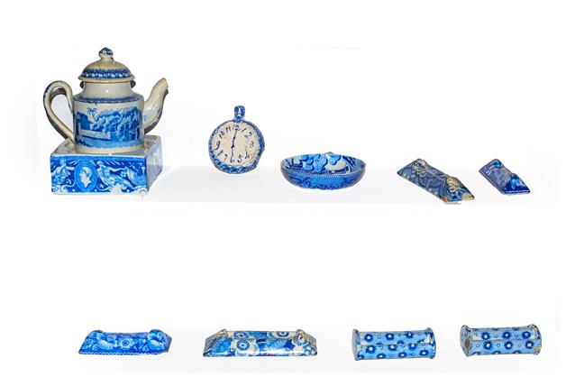 Lot 19 - A quantity of early 19th century English blue and white pottery including a child's pearlware...