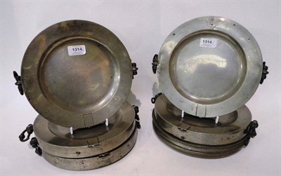 Lot 1314 - A Set of Five 19th Century Pewter Warming Dishes, each with a hinged cover to the rim, engraved...