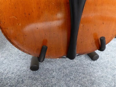 Lot 3004 - Cello 29 1/4'' two piece back, ebony fingerboard, depth of rib 4 1/2'', upper bout 13 1/2'', middle
