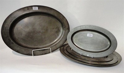 Lot 1316 - A Set of Five Late 18th/Early 19th Century Pewter Meat Dishes, of graduated oval form, with...