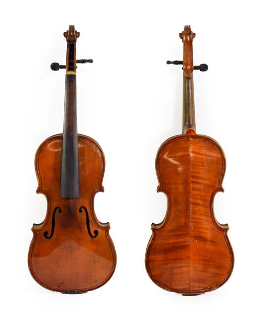 Lot 3013 - Violin 13 1/4'' two piece back, double purfling to front and back, labelled 'Giovan Paolo...