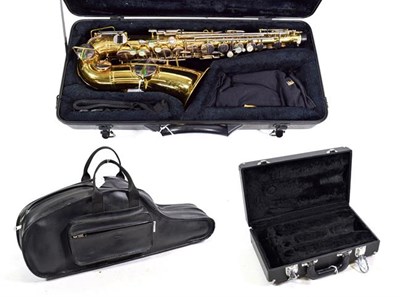 Lot 3028A - Saxophone Eb Alto 'The Buescher Elkhard Ind.' lacquered body with silver coloured keys, serial...