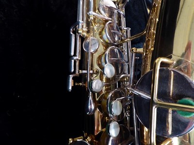 Lot 3028 - Saxophone Eb Alto 'The Buescher Elkhard Ind.' lacquered body with silver coloured keys, serial...