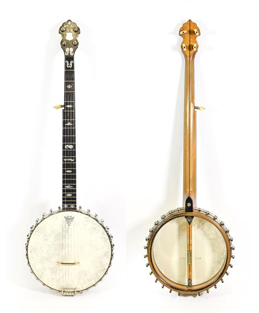 Lot 3034 - Clifford Essex & Son Special XX Five String Banjo 11'' head, 22 frets, 28 lugs, dowel stick has...
