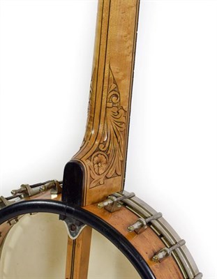 Lot 3038 - George Washburn Five String Banjo 10 1/2'' head, 22 frets, 22 lugs, open back, dowel stick...