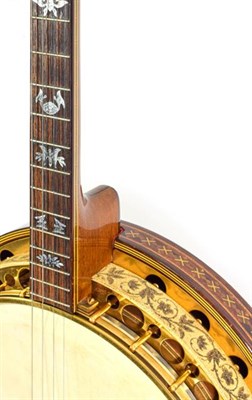 Lot 3040 - Wm L Lange Artist Professional Super Paramount Four String Banjo 11'' head, 19 frets, 24 lugs,...