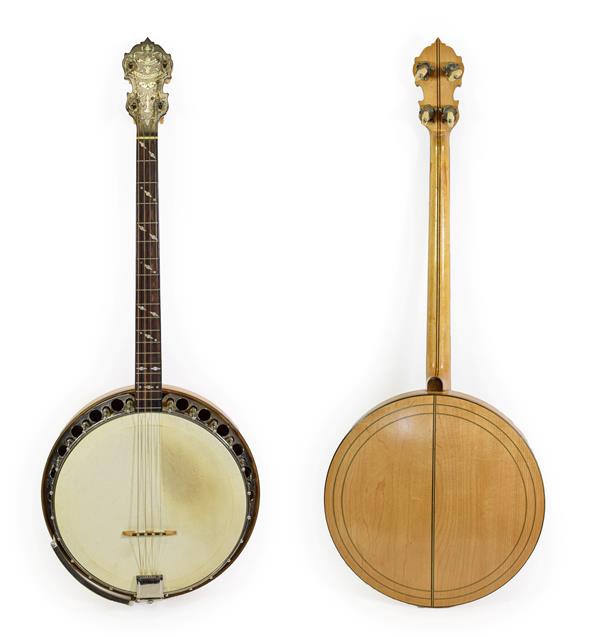 Lot 3041 - Wm L Lange Paramount Style A Four String Banjo 11'' head, 19 frets, 24 lugs, quick release...