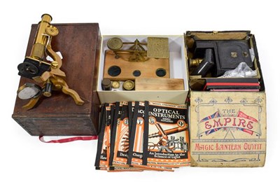 Lot 3078 - Various Instruments including a Student microscope (cased) The Empire Magic Lantern Outfit (in...