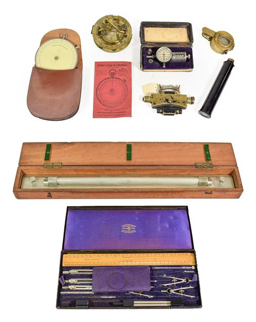 Lot 3080 - Various Instruments including TG Co Sighting Compass and AK & S Clinometer Sight Mk1 both with...