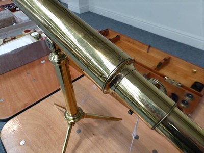 Lot 3087 - Utzschneider Und Fraunhofer Brass Telescope 2'' objective lens, main barrel 18'', 46cm, on...