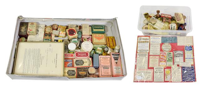 Lot 3092 - Various Pharmacy Items including assorting package medications, labels, eyewash and other items
