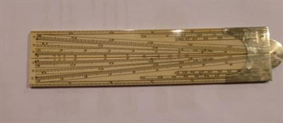 Lot 3097 - R B Bate Ivory Rule Group consisting of folding rule, protractor with other marking and an...