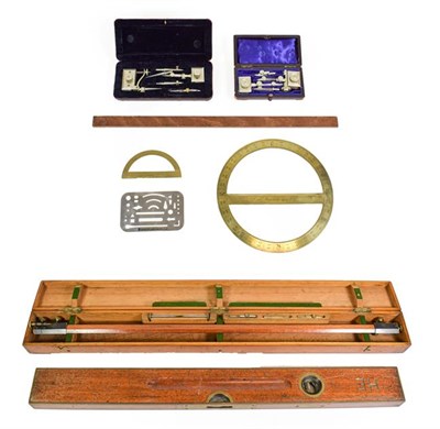 Lot 3099 - Various Drawing Instrument including 32'' Beam Compass by A Edgell & Co.; Stanley Spirit Level with