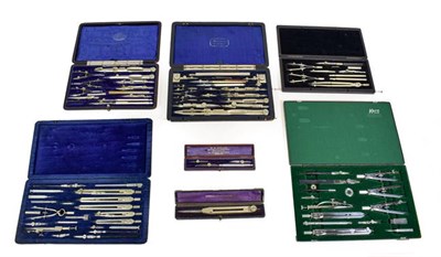 Lot 3100 - Various Drawing Instrument Sets Kern (Switzerland), PN, Gamages, Stanley J Halden & Co in case with