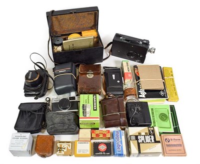 Lot 3136 - Various Cameras including Zeiss Super Ikonta II, Ensign 320 Selfix and Petri 7S  (all cases)...