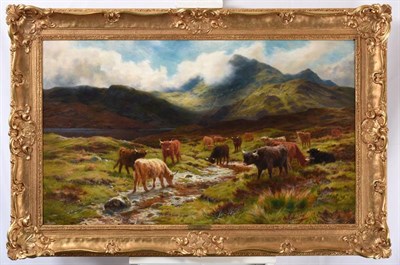 Lot 1139 - Louis Bosworth Hurt (1856-1929)   Cattle in Highlands  Signed, oil on canvas, 58.5cm by 100cm   See