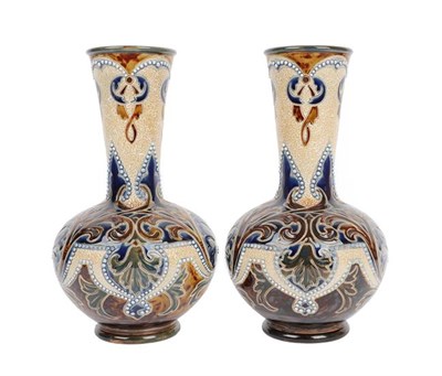 Lot 1003 - Eliza Simmance (working 1873-1928): A Pair of Doulton Lambeth Stoneware Vases, decorated with...