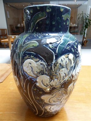 Lot 1011 - A Thomas Forester & Sons Ltd Pottery Baluster Vase, painted with white flowers, printed factory...