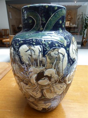 Lot 1011 - A Thomas Forester & Sons Ltd Pottery Baluster Vase, painted with white flowers, printed factory...
