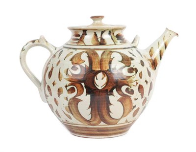 Lot 1013 - Alan Caiger-Smith (1930-2020): A Large Tin Glazed Earthenware Teapot, with rust brushwork,...