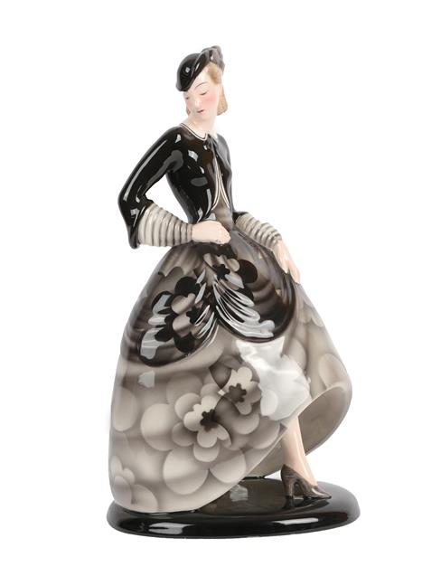 Lot 1021 - An Art Deco Goldscheider Pottery Figure, by Claire Weiss, modelled as a woman wearing a floral...