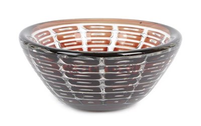 Lot 1027 - Edvin Ã–hrström (1906-1994) for Orrefors Ariel Glass Bowl, the thick glass wall with radiating...