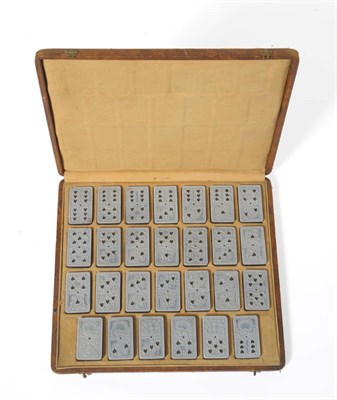 Lot 1342 - A Set of Twenty-Seven Hardstone Dominoes, late 18th/early 19th century, the pale upper surface...