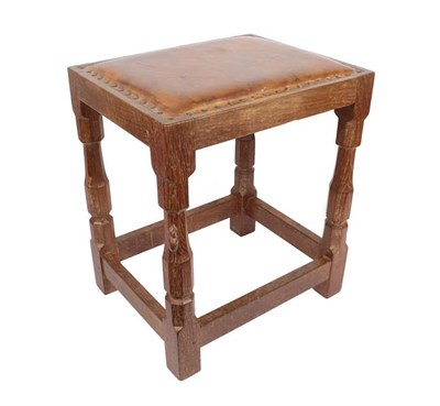 Lot 1118 - Workshop of Robert Mouseman Thompson (Kilburn): An English Oak Dressing Table Stool, with...