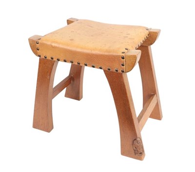 Lot 1163 - Gnomeman: Thomas Whittaker (1912-1991) (Littlebeck): An English Oak Dressing Table Stool,...