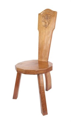 Lot 1166 - Gnomeman: Thomas Whittaker (1912-1991) (Littlebeck): An English Oak Spinning Chair, the adzed...