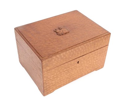Lot 1174 - Squirrelman: Trevor Hutchinson (Husthwaite): A Bespoke English Oak Box, the adzed rectangular...