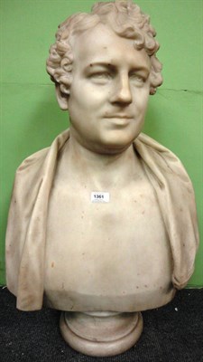 Lot 1361 - English School, 19th Century: A Carrara Marble Pedestal Bust of a Gentleman, with curly hair...