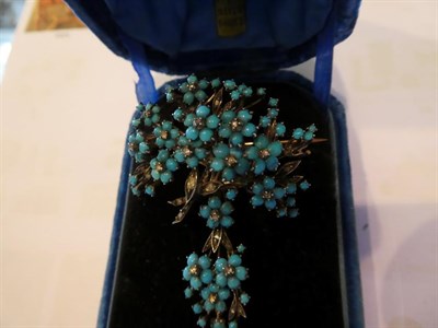 Lot 60 - A blue glass and diamond brooch/pendant, length 6.6cm and a blue turquoise glass and rose cut...