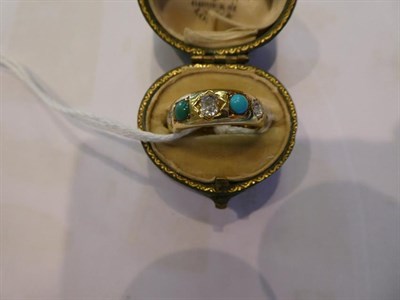 Lot 77 - A Victorian turquoise and diamond ring, stamped '18', finger size N