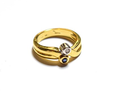 Lot 91 - An 18 carat gold sapphire and diamond ring, finger size N
