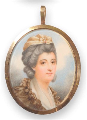 Lot 1372 - English School (late 19th century): Portrait Miniature of a Young Woman, said to be Lady...