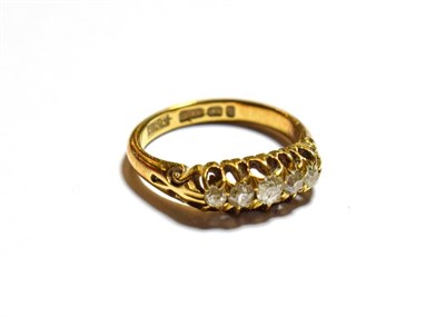 Lot 110 - An 18 carat gold diamond five stone ring, finger size L1/2