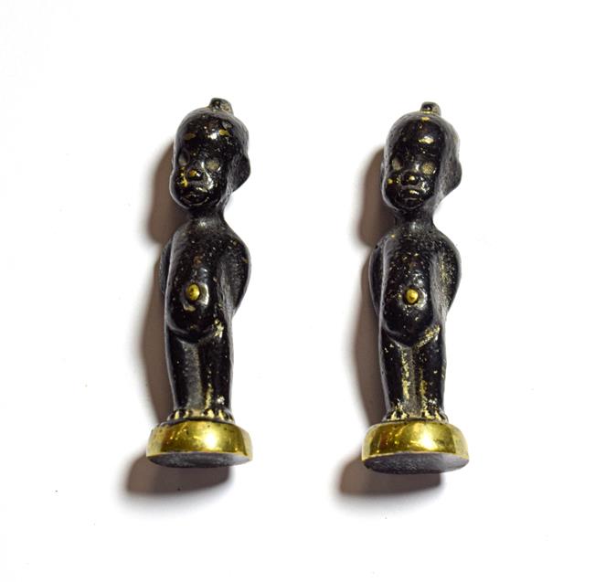 Lot 111 - Two Austrian bronze African child figures attributed to Hagenauer