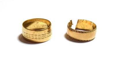 Lot 116 - A 9 carat band ring, finger size Z2 and another 9 carat gold band ring (a.f.)