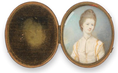 Lot 1377 - English School (late 18th century): Portrait Miniature of a Young Woman, her brown hair...